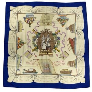 Hermes Vintage Silk Scarf A La Gloire De La Cuisine Francaise Robert Dumas Carre